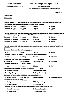 Đề thi thử THQG - Năm học 2014 - 2015 môn Tiếng Anh (Đề 1)